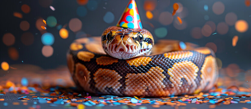 Snake wearing Birthday hat.
