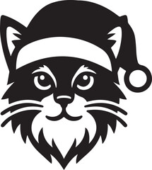 Merry Christmas and Santa Claus cute Cat Silhouette Holiday Vectors