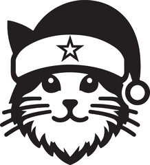 Merry Christmas and Santa Claus cute Cat Silhouette Holiday Vectors