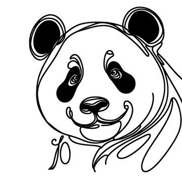 recommend clip art: Beautiful closeup of panda in a line drawing style