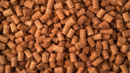 A pile of natural corks, showcasing sustainable material choices in packaging and bottling