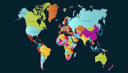 World map. Modern color vector map. Silhouette map