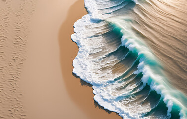 Overhead photo of crashing waves on the shoreline Tropical beach surf Abstract aerial ocean view, The beach is a natural and beautiful place to visit. ai g&eacute;n&eacute;r&eacute; g&eacute;nial vague image de oc&eacute;an HD fonds d'