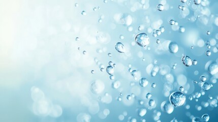 An abstract background of crystal-clear water droplets against a light blue gradient, creating a fresh, clean feel