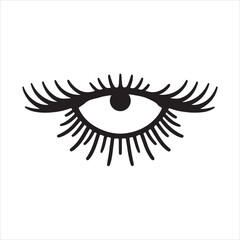 Eye lashes   Cute close eye with lash, girl face with mascara lashes,sleeping beauty. eyes silhouette on white background
