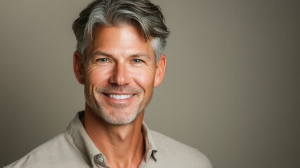Obraz premium Confident Mature Man with Silver Hair and Warm Smile
