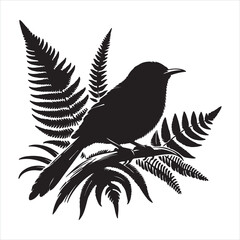 Nice Pan kauri Bird vector art silhouette on white background
