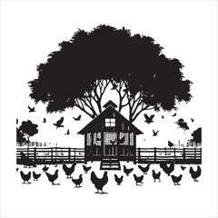 Chicken coop Silhouette white background  © Arafat