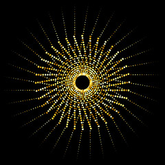 Gold glitter round shape halftone effect vector 