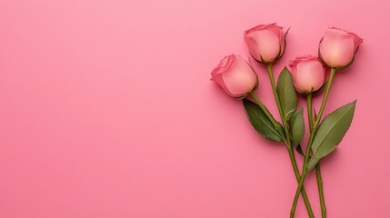 Fototapeta premium Pink Roses on a Pink Background