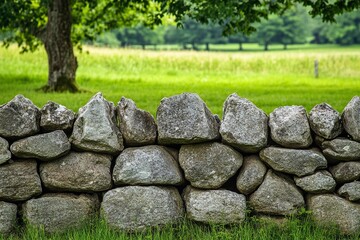 image of stone wall in rural environment .generative ai
