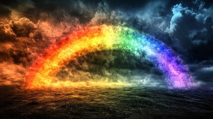Fototapeta premium Fire and Ice Rainbow in Dramatic Cloudy Sky