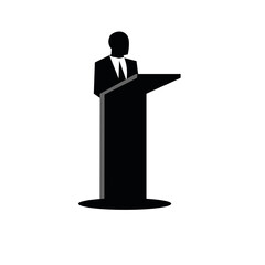 speaker, microphone, orator, speech, audience.
