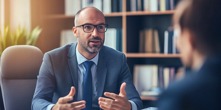Gesch&auml;ftsmann im Gespr&auml;ch mit einem Kunden im B&uuml;ro