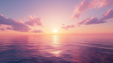 Pink Sunset Over Calm Ocean Water