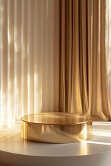 Gold-plated podium with luxurious details, perfect for showcasing premium and shiny products. generative ai
