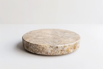 Stone rock round podium cliff. pedestal on white background for product display..