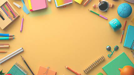 School education background or banner top view