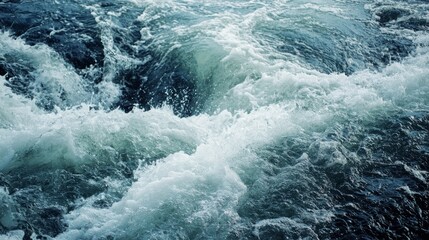 Obraz premium Ocean Waves Crashing and Foaming Blue Water Texture Close Up