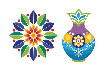 Colorfull Flower Alpona Design And Ceramic I.eps