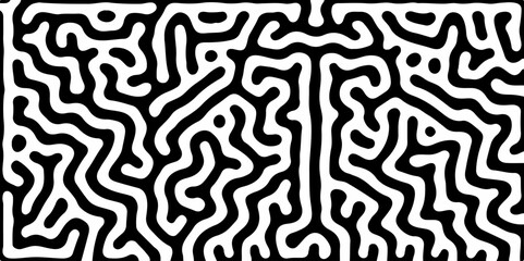 Fototapeta premium Abstract Turing pattern background. Trendy Black and white Turing pattern. Colorful pattern of abstract lines. Seamless vector. Repeated Elegant Artistic Textile, Seamless Design. Hand drawn, minimal.