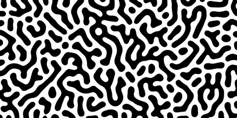 Abstract Turing pattern background. Trendy Black and white Turing pattern. Colorful pattern of abstract lines. Seamless vector. Repeated Elegant Artistic Textile, Seamless Design. Hand drawn, minimal.