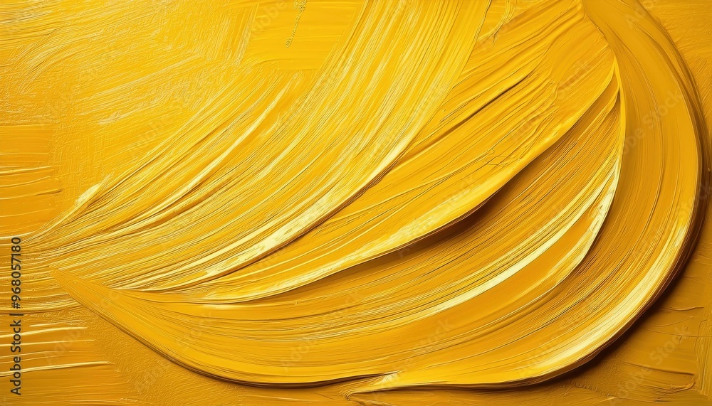Poster vibrant yellow oil paint texture. thick, smooth, and dynamic brush strokes creating an abstract arti