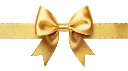 Gold bow and ribbon, isolated on white background