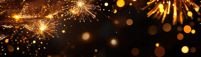An elegant display of golden sparks and lights against a dark background, perfect for celebrations and festive occasions.