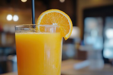 Refreshing Orange Juice in a Caf&eacute;