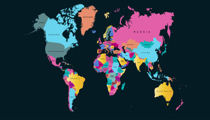 Fototapeta premium World map. Modern color vector map. Silhouette map.