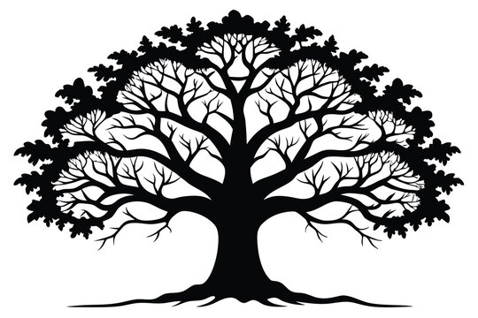 recommend clip art: oak tree branches black silhouette H.eps