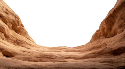Rocky canyon with layered cliffs isolated on transparent background