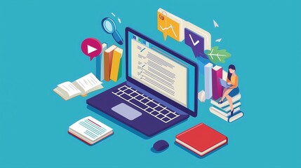 online education, e-learning education concept, learning with video tutorial or webinar, internet lessons, knowledge base