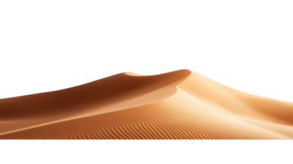 Desert landscape with golden sand dunes isolated on transparent background

