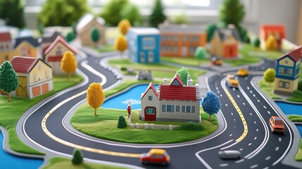 kids city town roads map car play mat printable set rug in digital