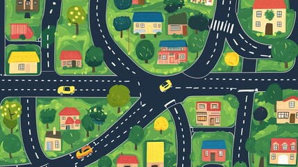 kids city town roads map car play mat printable set rug in digital