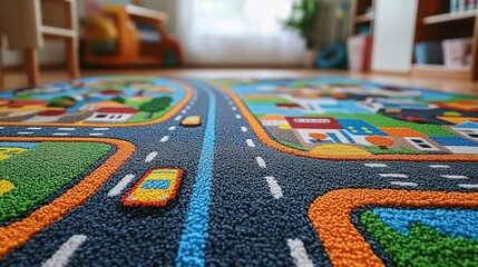 kids city town roads map car play mat printable set rug in digital