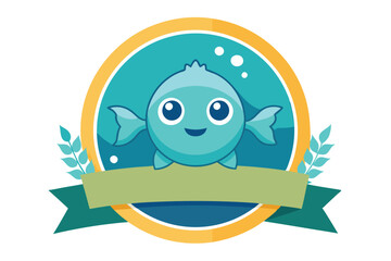 ocean cute badge clean silhouette color vector J.eps