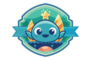 ocean cute badge clean silhouette color vector M.eps