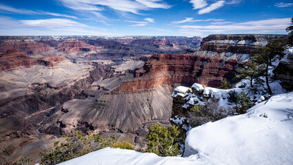 Grand Canyon - Pima Point with Snow - Arizona, USA