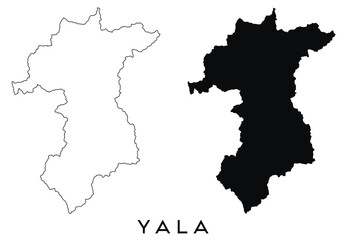 Yala map outline and black silhouette vector