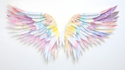 Fototapeta premium Intricate designs on paper wings, showcasing beautiful patterns, with a soft solid color backdrop