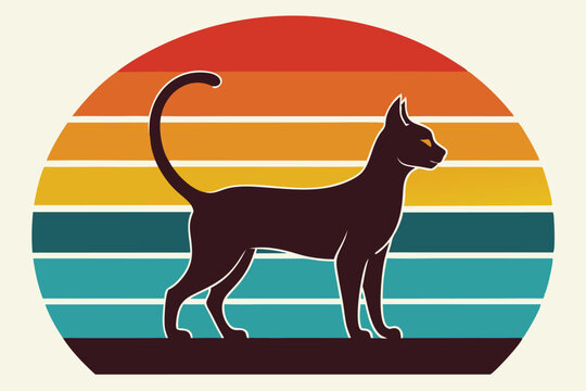 recommend clip art: t-shirt design with a vintage twist cat silhouette L.eps