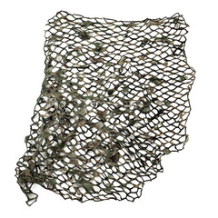 Camouflage netting in a green and brown pattern.