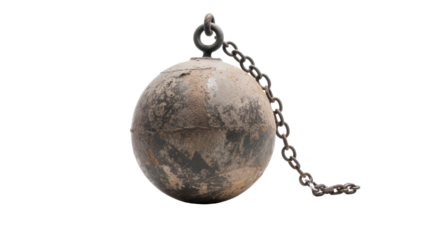 Ball and chain isolated on transparent background