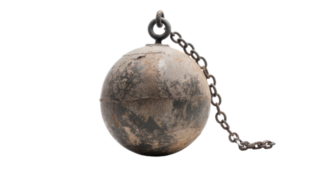 Ball and chain isolated on transparent background