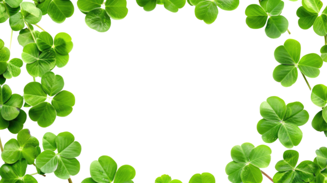 Clover frame, watercolor drawing on transparent background, isolated. Design for greeting card for St. Patrick's Day and other holidays, wedding invitation, etc. - Powered by Adobe