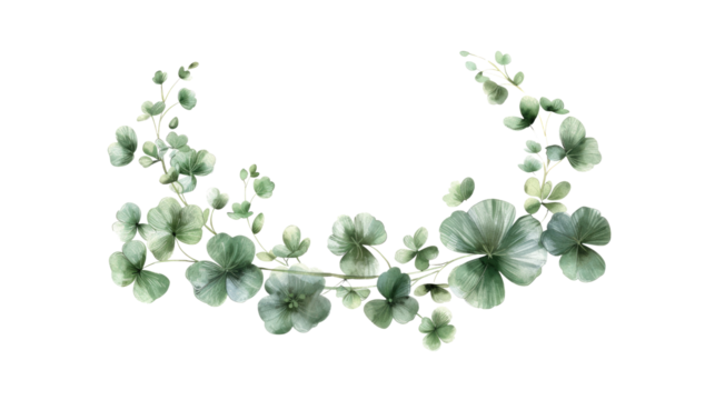 Clover frame, watercolor drawing on transparent background, isolated. Design for greeting card for St. Patrick's Day and other holidays, wedding invitation, etc. - Powered by Adobe