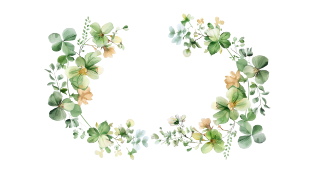 Floral wreath. Watercolor flower round frame. Wildflowers. Meadow flowers circle border on transparent